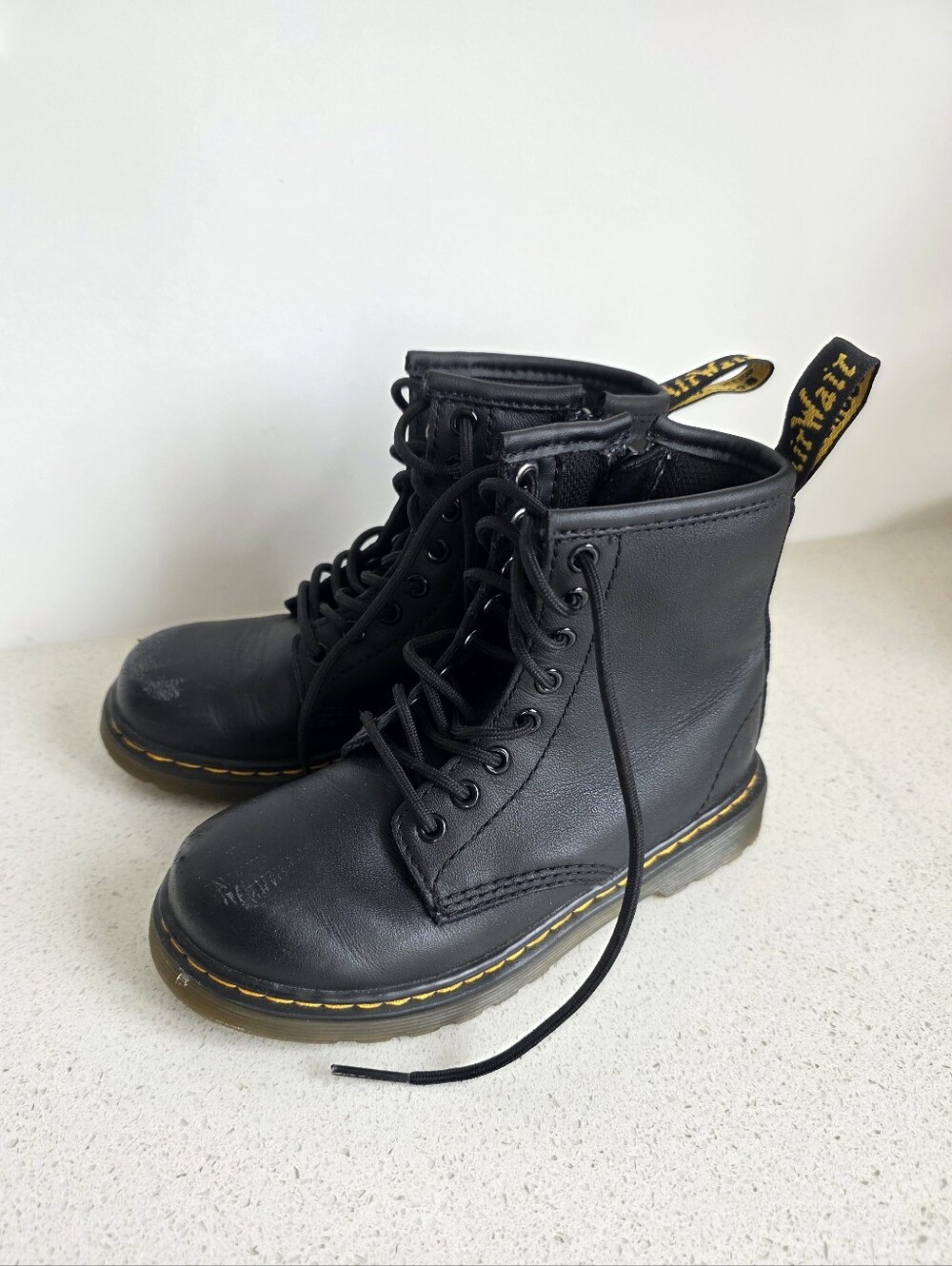 Dr Martens 1460 J Black Leather Lace Up Combat Boots Kids Size 11